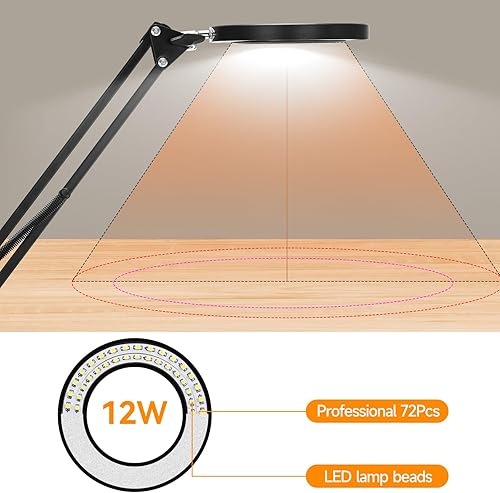 Miniatura 5 de Lupa con luz y soporte, lupa iluminada LAKIX 10X con 72 luces LED, 3 modos de color lupa iluminada y brazo ajustable para lectura, manualidades,