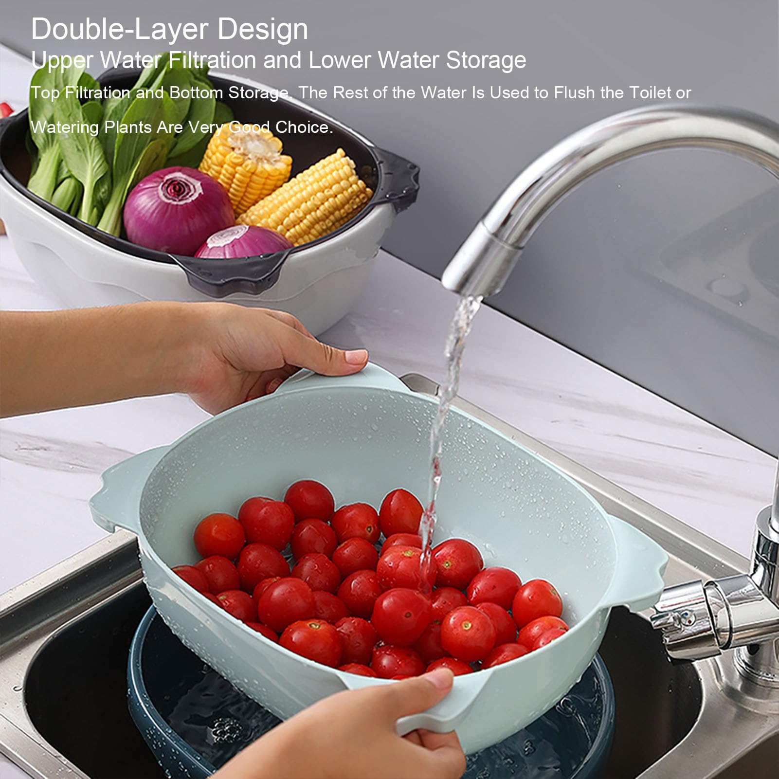 Colino Scolapasta Riutilizzabile – Cestello Forato Per Lavare Riso, Pasta E Verdure, Con Beccuccio Anti-goccia, 13x23x19 Cm