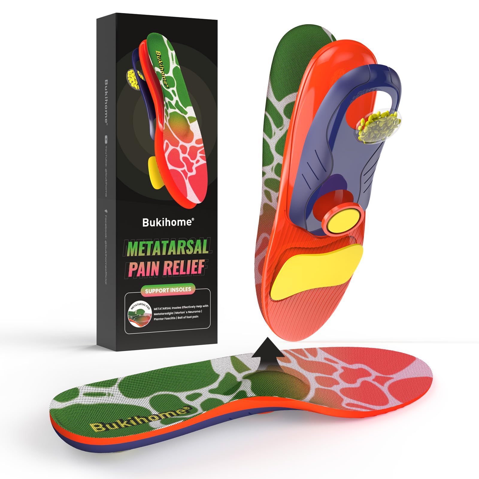 Metatarsalgia Insoles for Metatarsal Pain Relief | Morton's Neuroma | Plantar Fasciitis Relief | Ball of Foot Pain, Arch Support Orthotics Shoe Inserts for Man Women - (M) Men：7-7.5 | Women：8-8.5