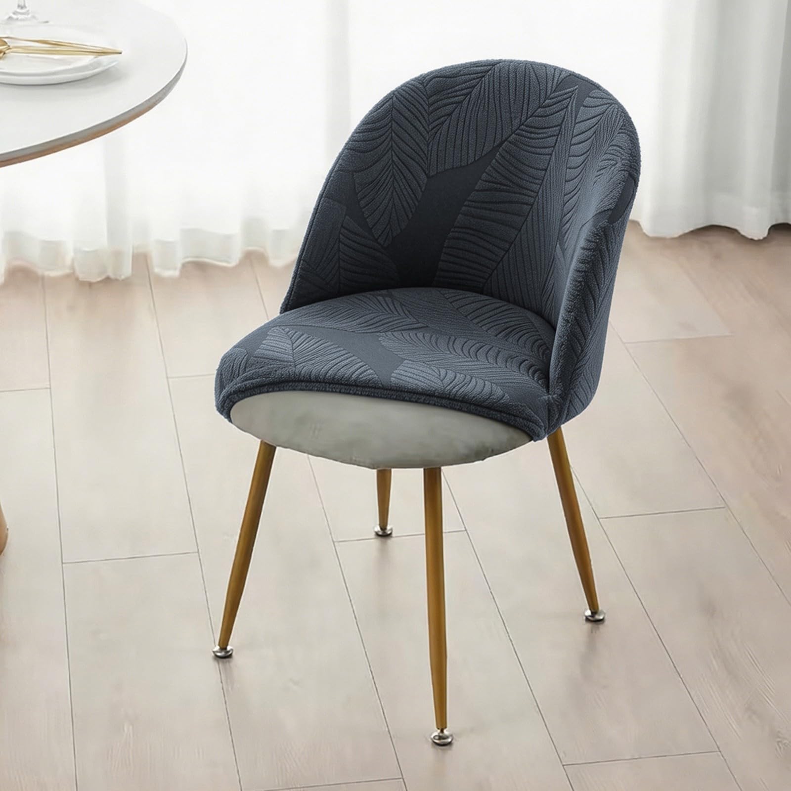 Esszimmer Stuhlhussen,Dehnbare Stuhlhussen mit Gebogener Rückenlehne | 1/2/4/6er-Set,Alle Jahreszeiten,für Esszimmer Küche Partys Bankette(Coffee,4Pcs)