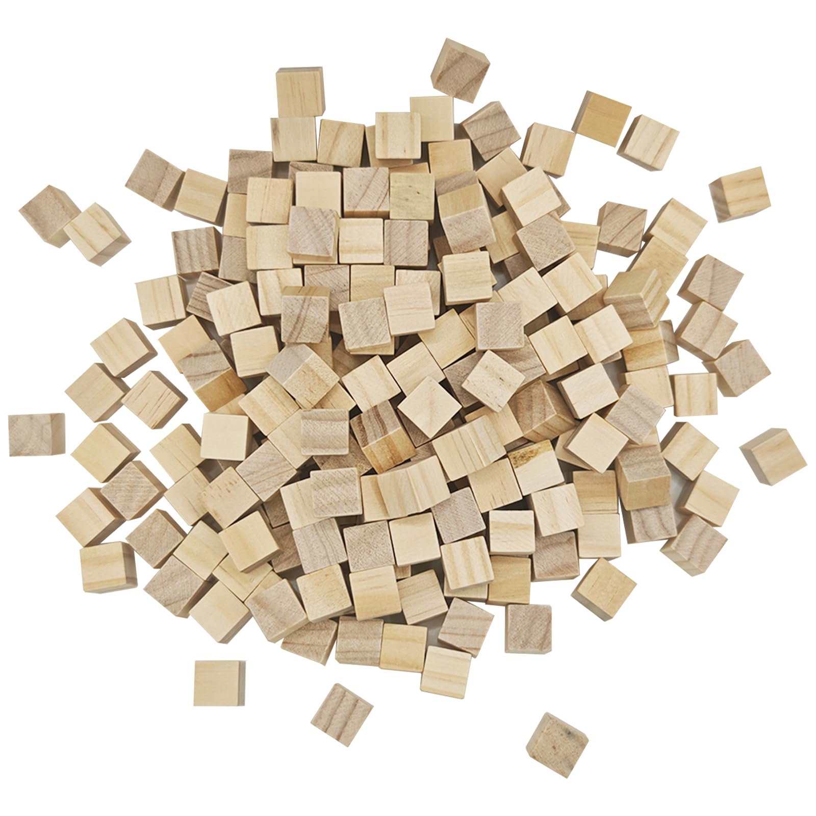 MUXGOA 200 Pcs Unfinished Wood Cubes,1/2 inch Wooden Blocks for Crafting,Small Wood Cubes for Crafts Making & DIY Projects & Decor