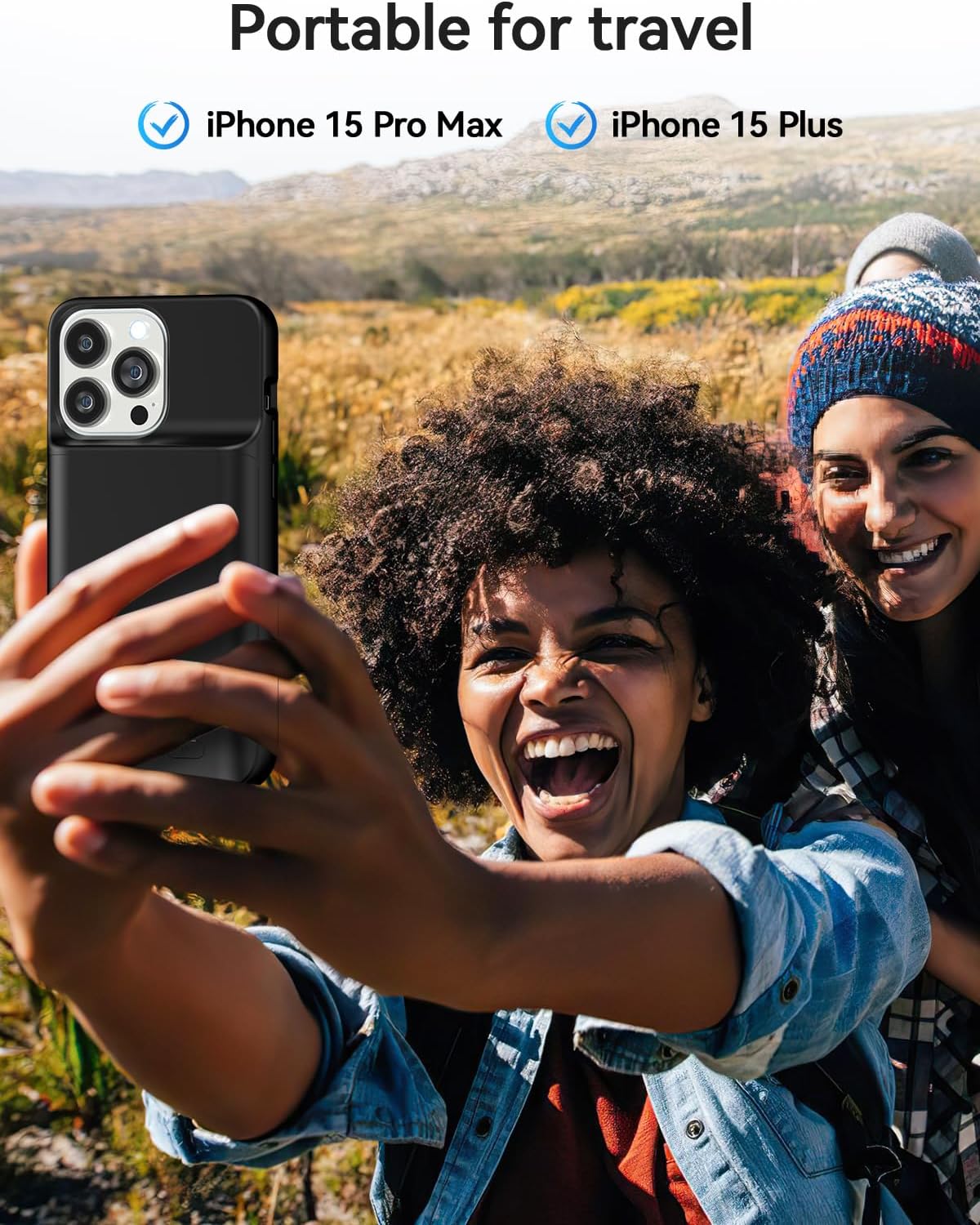 NEWDERY 10000mAh Battery Case for iPhone 15 Pro Max/Plus, USB C Qi Wireless Charging,Portable Protective Charger Case Battery Pack