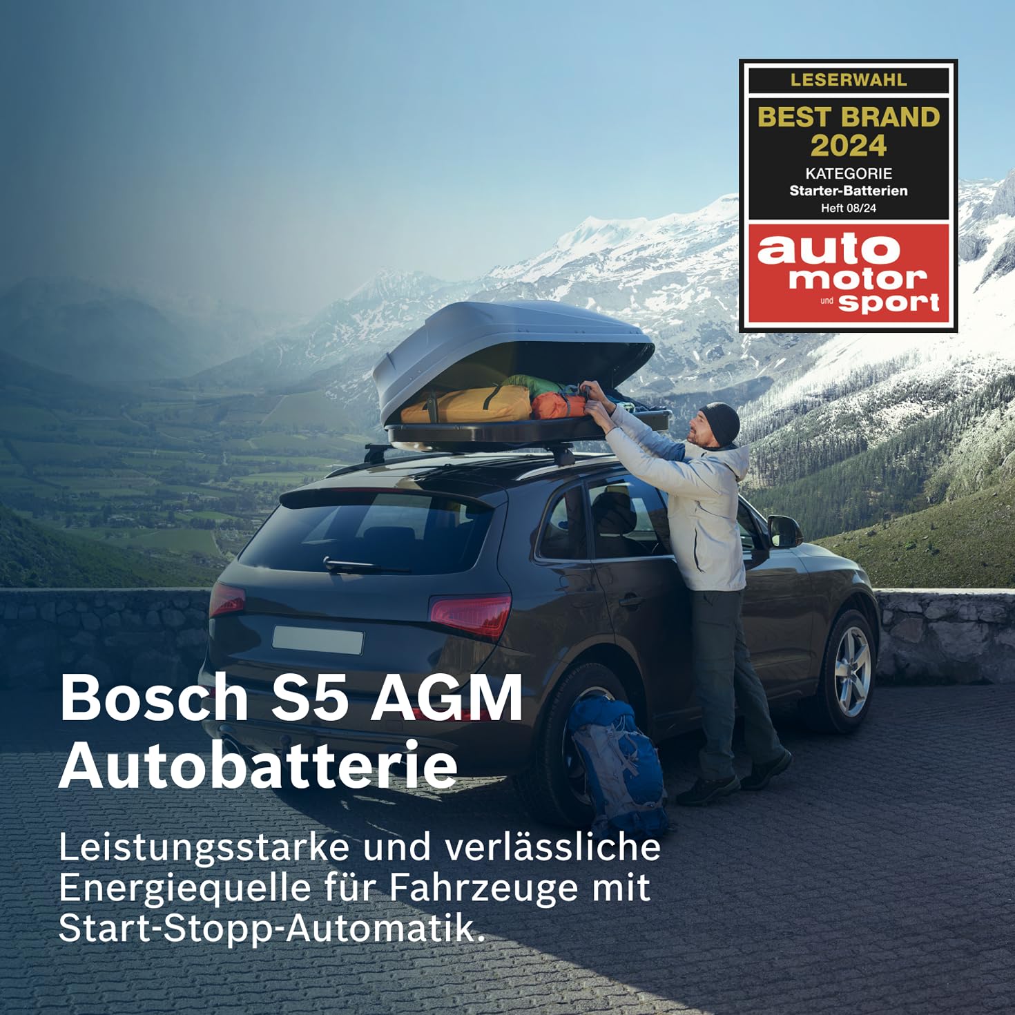 Bosch S5 A08 Autobatterie 70 Ah - 760 A - 12 V, AGM Blei-Säure-Batterie für Fahrzeuge mit Start-Stopp-Automatik und Bremsenergierückgewinnung - Polarität: links - rechts +, 278 x 175 x 190 mm