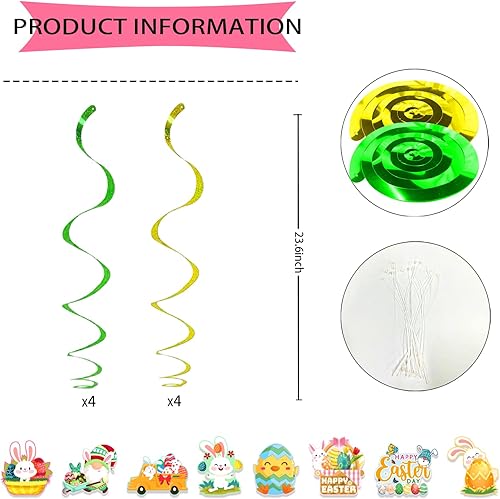 Miniatura 6 de Decoraciones de fiesta de Pascua decoraciones de Pascua sin bricolaje incluye pancarta de feliz Pascua decoraciones colgantes de Pascua suministros