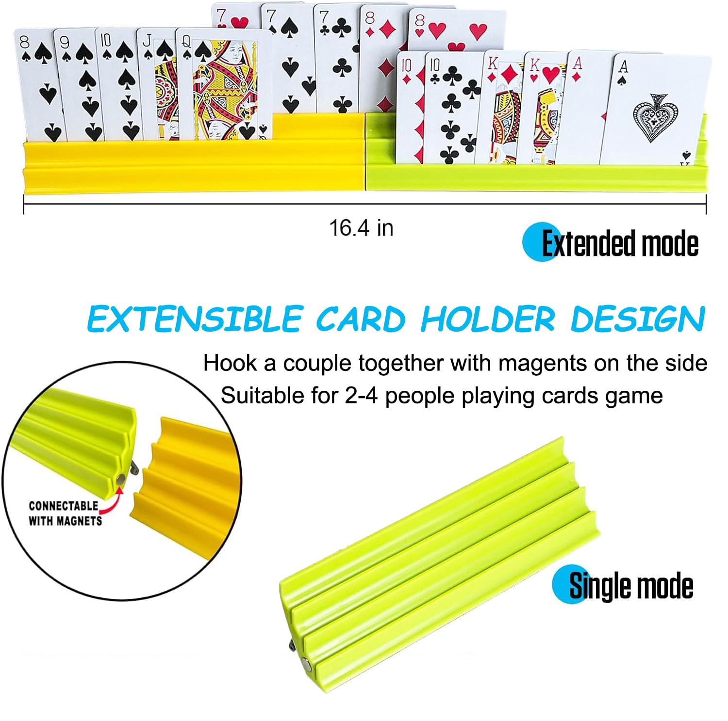 Fanwer 4pcs Extendable Playing Card Holder for Adult Seniors Hands Free Canasta/Poker Parties Card Organizer Stand - Image 3