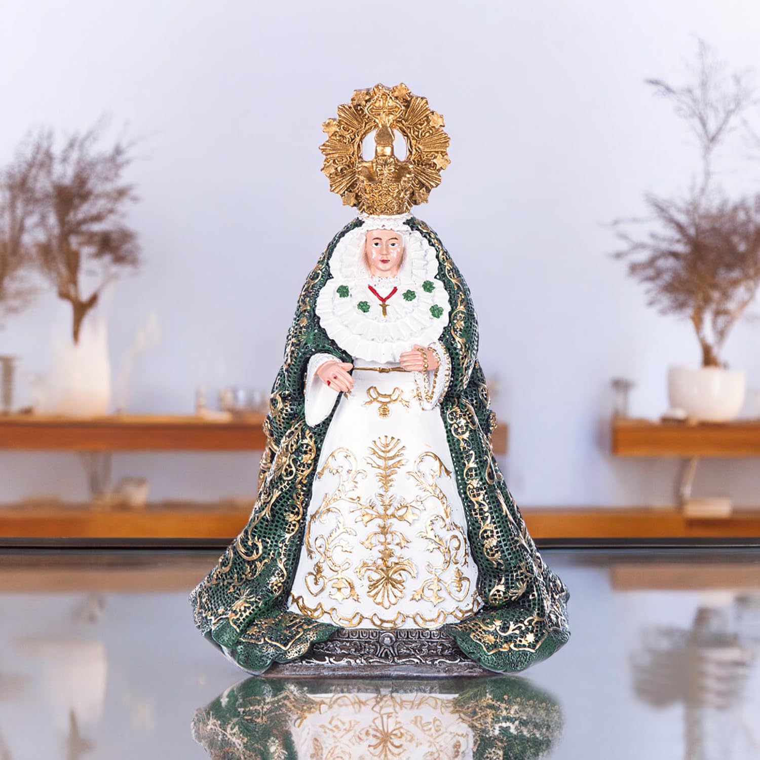 Figura Virgen Macarena 22 cm Resina Decoración Religiosa