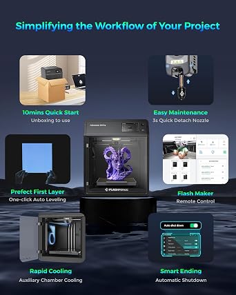 Flashforge Adventurer 5M Pro 3D Printer, 600mm/s Max High-Speed 3D Printers with Auto Leveling, Dual Filtration System, Remote Monitoring, Quick Detachable Nozzle,Effective Cooling, Automatic Shutdown