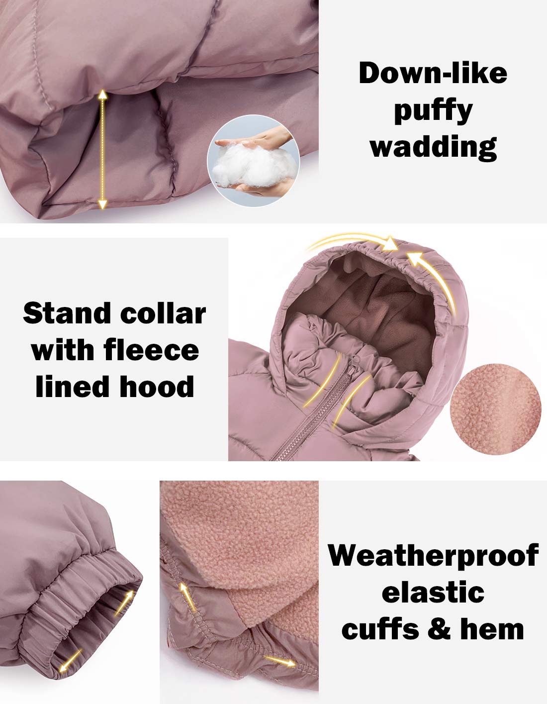 maoo garden Abrigo Ligero Acolchado Largo de Invierno para Niñas Chaqueta de lana Suave Acolchada Gruesa con Capucha