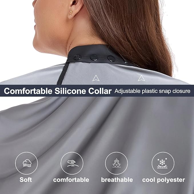 Capa para Corte de Cabello para Adultos con Cuello de Silicona miniatura 2