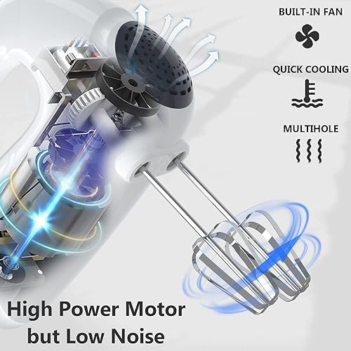 Miniatura 2 de Mezclador de cocina eléctrico de mano  Mezclador de mano portátil eléctrico con 5 accesorios de acero inoxidable, batidor de alimentos para batir