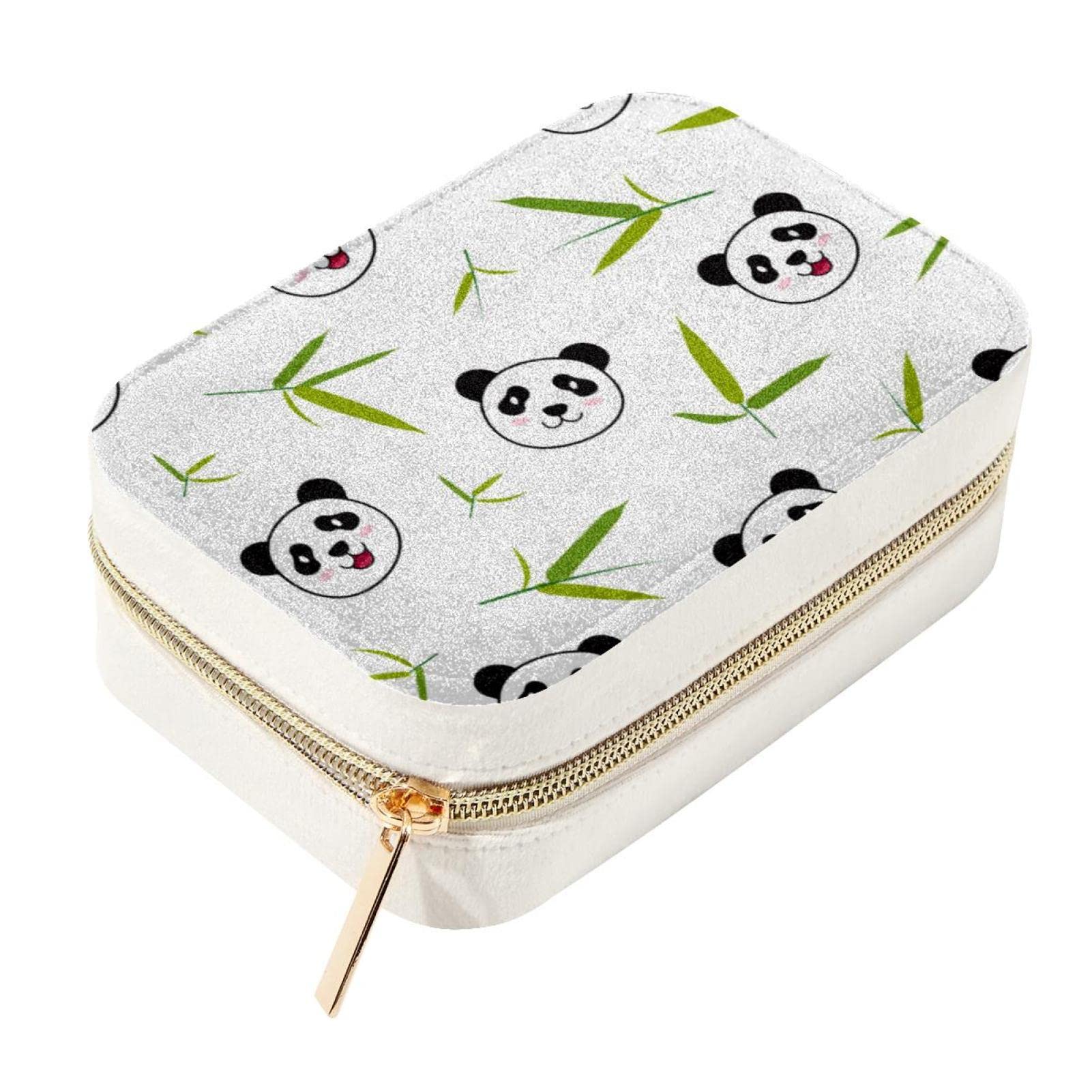 Bolso de joyería anticaídas con cremallera metálica y suave textura de panda