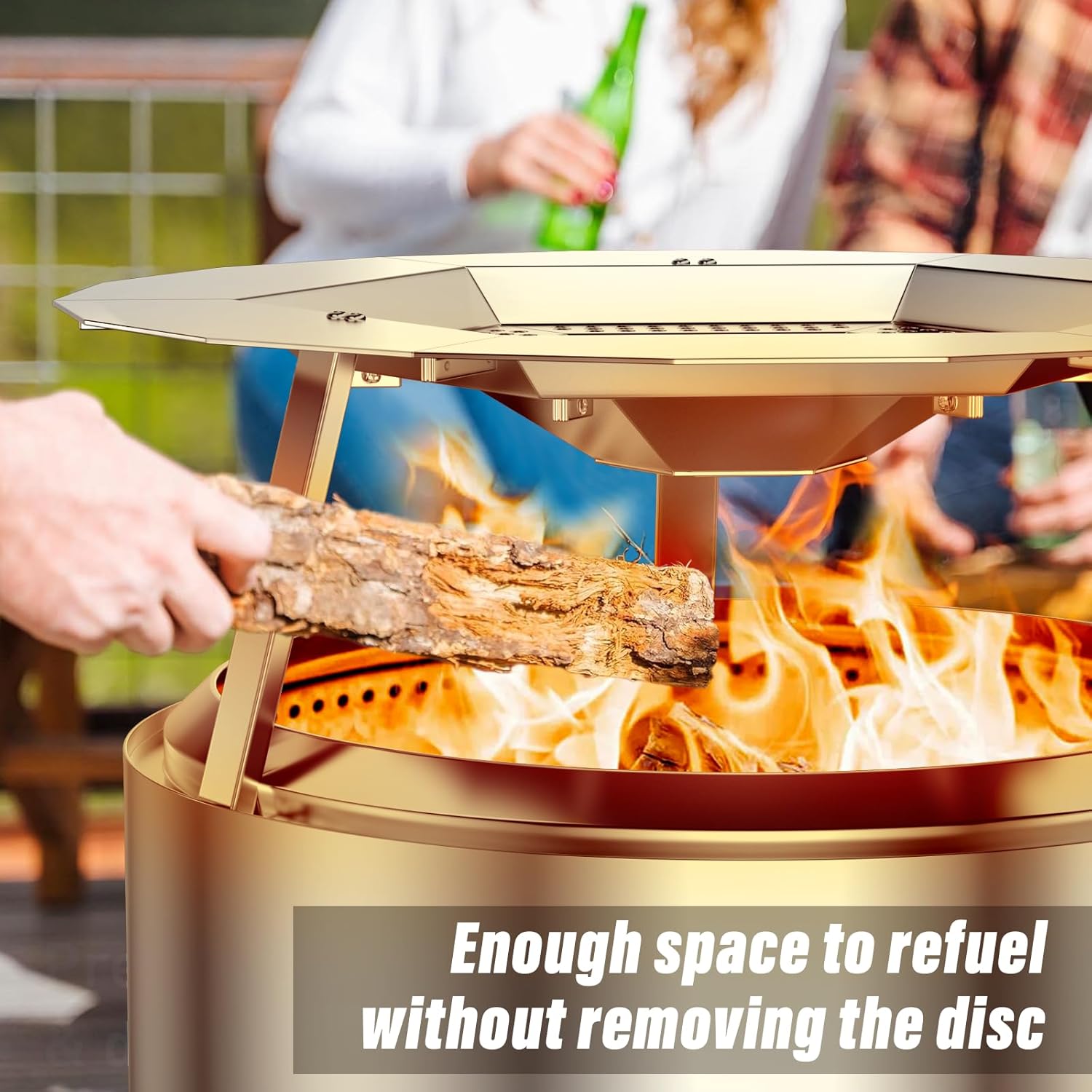 Heat Deflector for Solo Stove Bonfire 19.5", 304 Stainless Steel Portable Heat Diffuser with Handle&Leg Accessory for Bonfire Fire Pit Captures/Redirects Warmth for Solo Stove Accessories