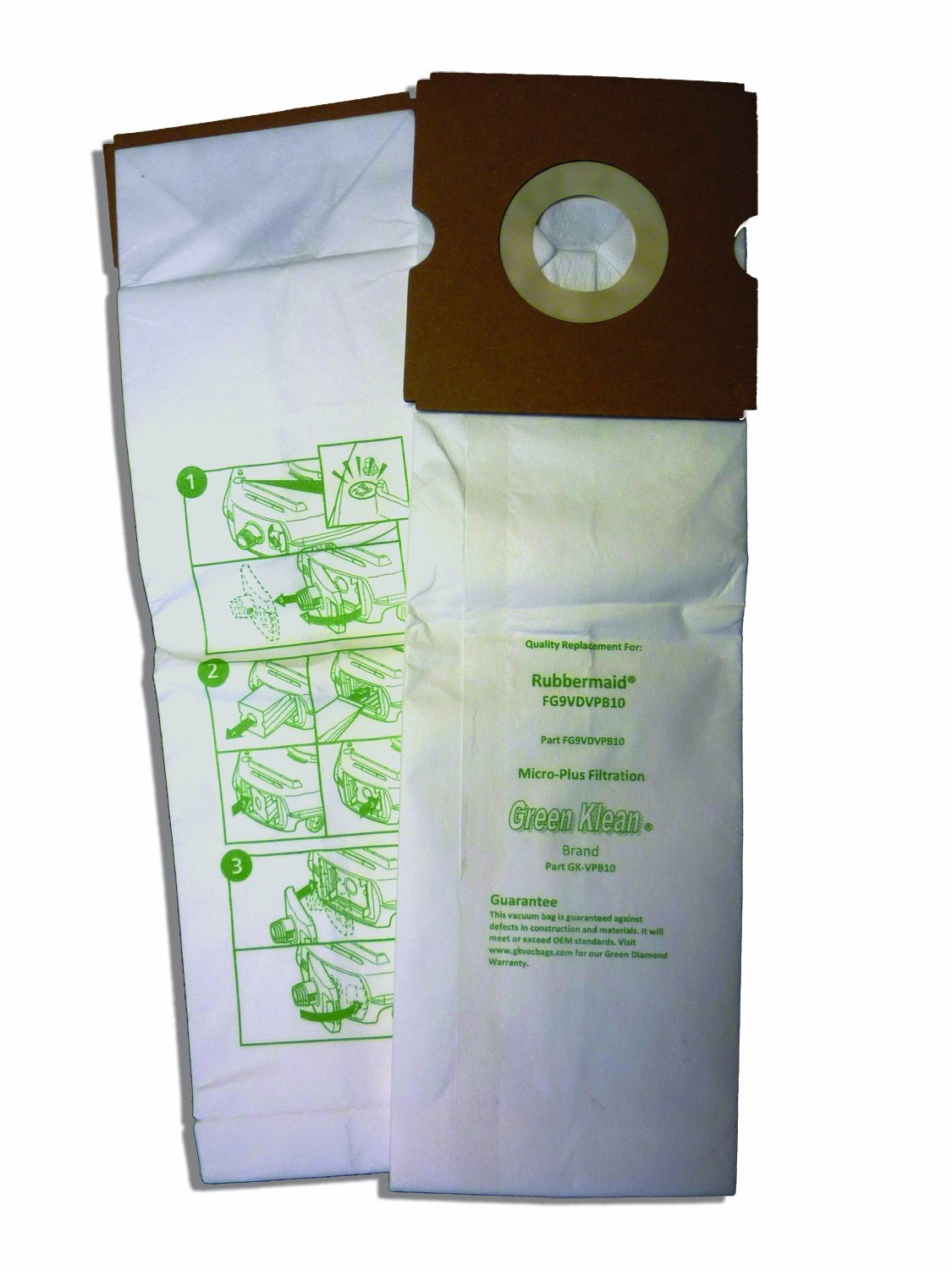 Green Klean GKVPB10 Rubbermaid DVAC Pass Replacement Vacuum Bags (Pack