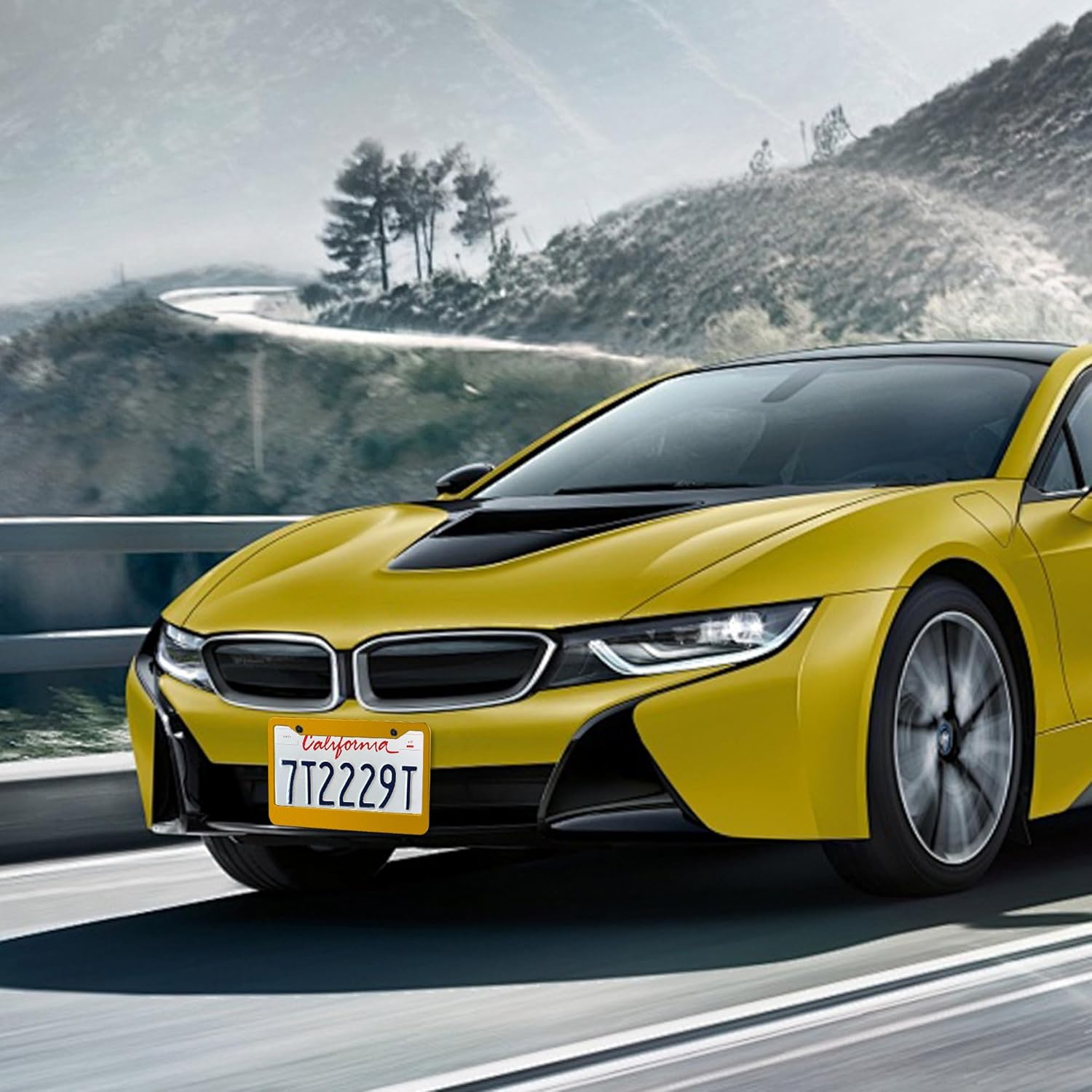 2PCS Stainless Steel License Plate Frames, 2 Holes Car Licence Plate Covers with Screws Washers and Caps, Car Exterior Accessories, License Plate Holder for US Vehicles Yellow - Image 6