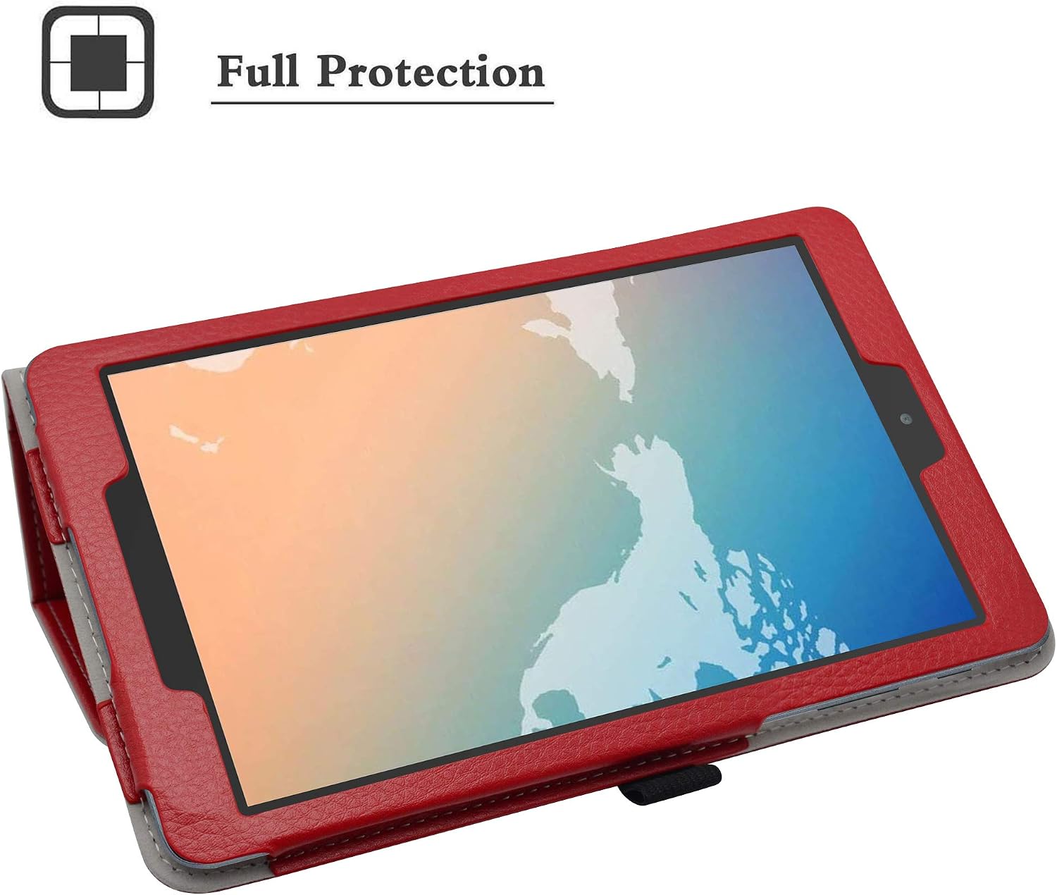 TCL Tab 8 Case,Alcatel Joy Tab 2 Case,PU Leather Folio 2-Folding Stand Cover for Verison Alcatel TCL Tab 8 (Model TCL 9038s)/T-Mobile Alcatel Joy Tab 2 8 (Model 9032Z) 8" Tablet,Red image 3