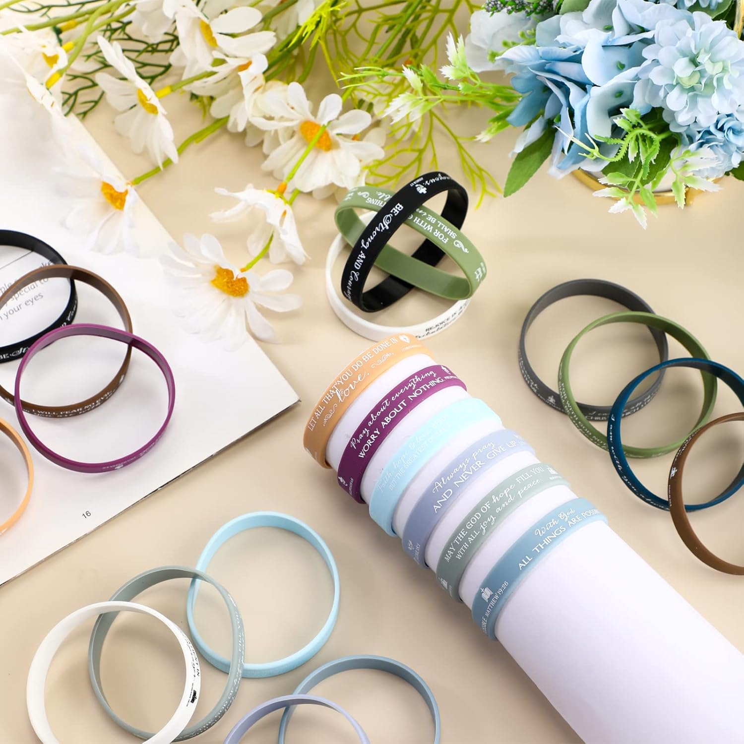 Unittype 240 Pcs Bible Verse Silicone Bracelets Bulk Scripture Rubber Wristbands Religious Church Gifts for Church Women Men Birthday Easter Baptism Favors(Fresh Color) - Image 4