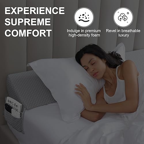 Miniatura 5 de Almohada de cuña para cama Queen  Almohada de cuña de espuma para cabecero  cama relleno de huecos  Llena el espacio (0-8 pulgadas) (gris, 60 x 10 x