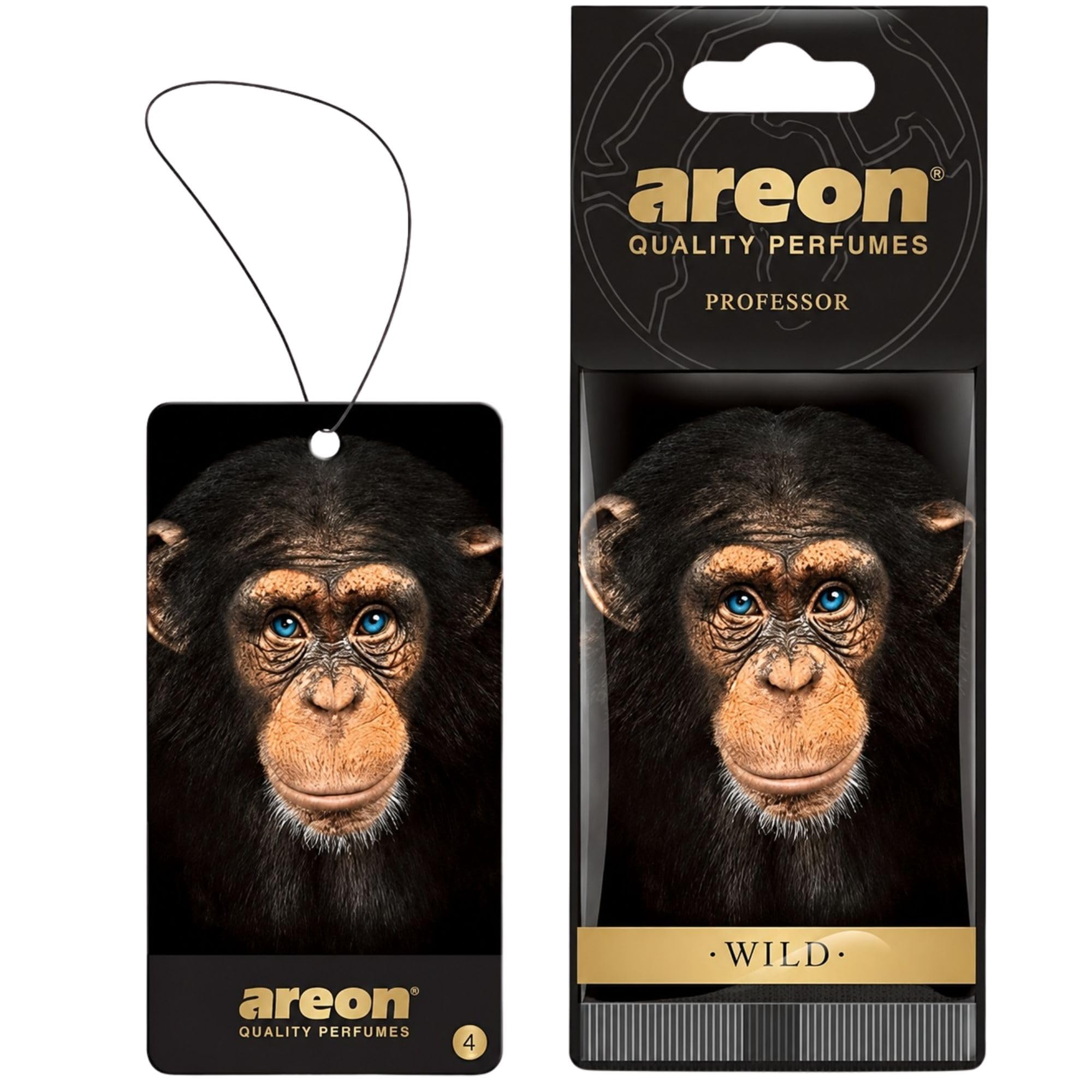 AREON WILD - Hanging Custom Cute Funny Car Air Freshener for Home &amp; Office - Premium Cologne Perfume with Natural Fragrances - Long Lasting, Fresh, Luxurious Scent - Stylish Design - Professor