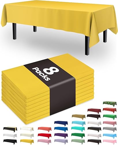 Miniatura 9 de Pureegg Juego de 8 manteles de plástico desechables, 54 x 108 pulgadas, manteles para fiestas, picnic, bodas, manteles decorativos, rectangulares