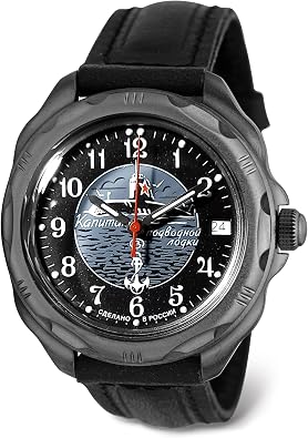 VOSTOK | Komandirskie 211831 Submarine aptain Mechanical 40mm Wrist Watch | WR 20m | Black Blue Dial Mechanical Watch | Luminous dots