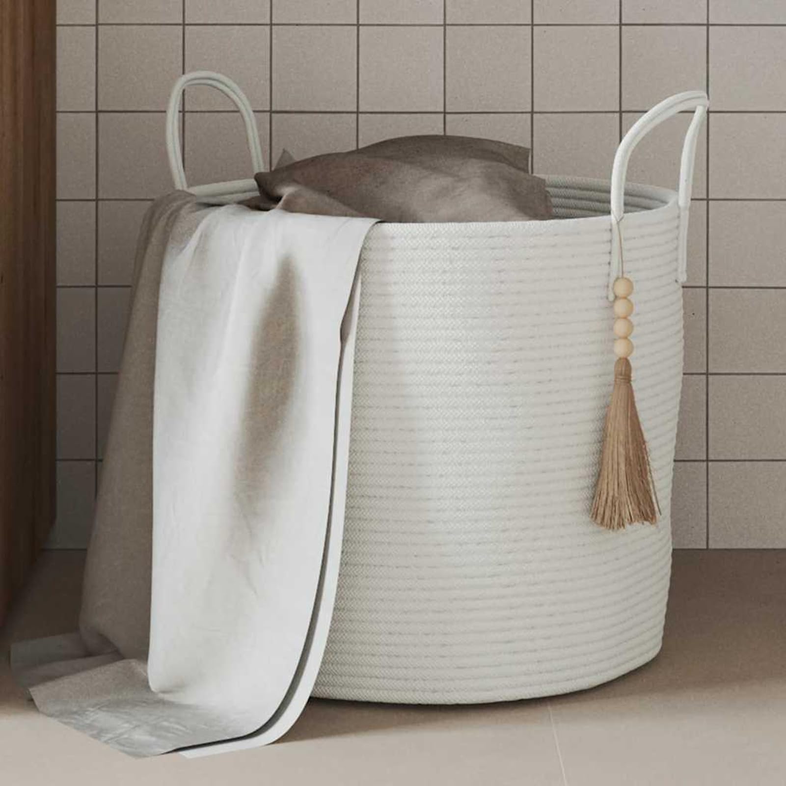 Rantry Aufbewahrungskorb Weiß Ø40x35 cm Baumwolle Aufbewahrungskorb Model358497