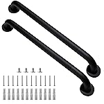 Rackickyer Shower Grab Bar, 2 Pack 24 Inch Black Bathroom Grab Bar, 1.25 Diameter 304 Stainless Steel Anti-Slip Grab Bars for Bathtubs and Showers, Handicap Shower Grab Bar for Seniors Elderly