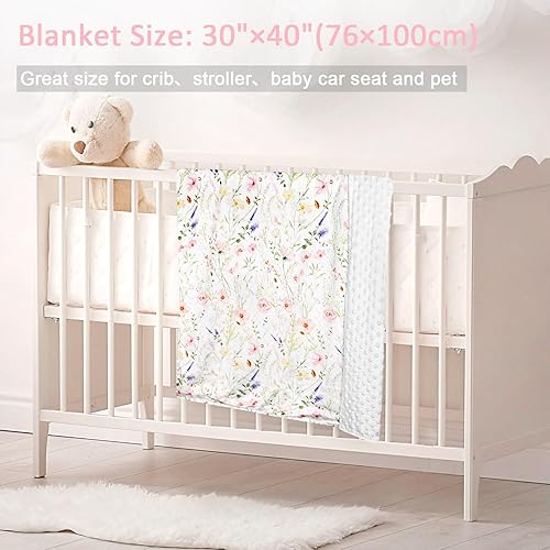 Miniatura 10 de CARUILI Manta de bebé, mantas de vellón morado para niños y niñas, manta de Minky portátil cálida y suave con estampado de animales del bosque, para