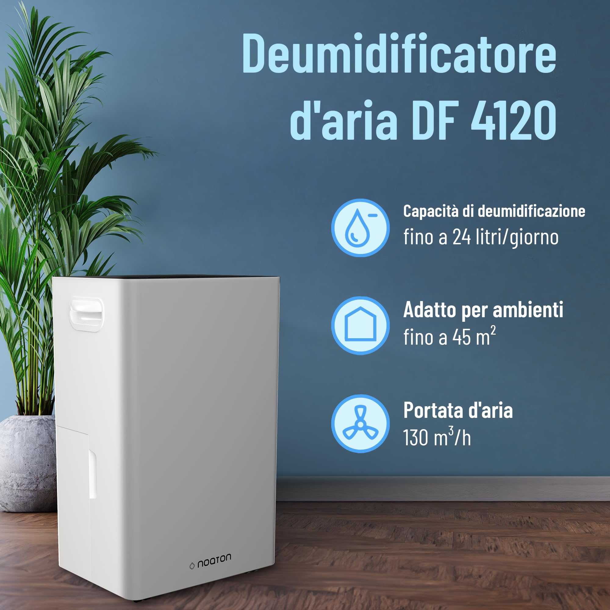 Deumidificatore CONOPU 3000ml - 1700ml/Giorno, Per Stanze Fino 30m&sup2;, 3 Modalit&agrave;, 33dB Silenzioso