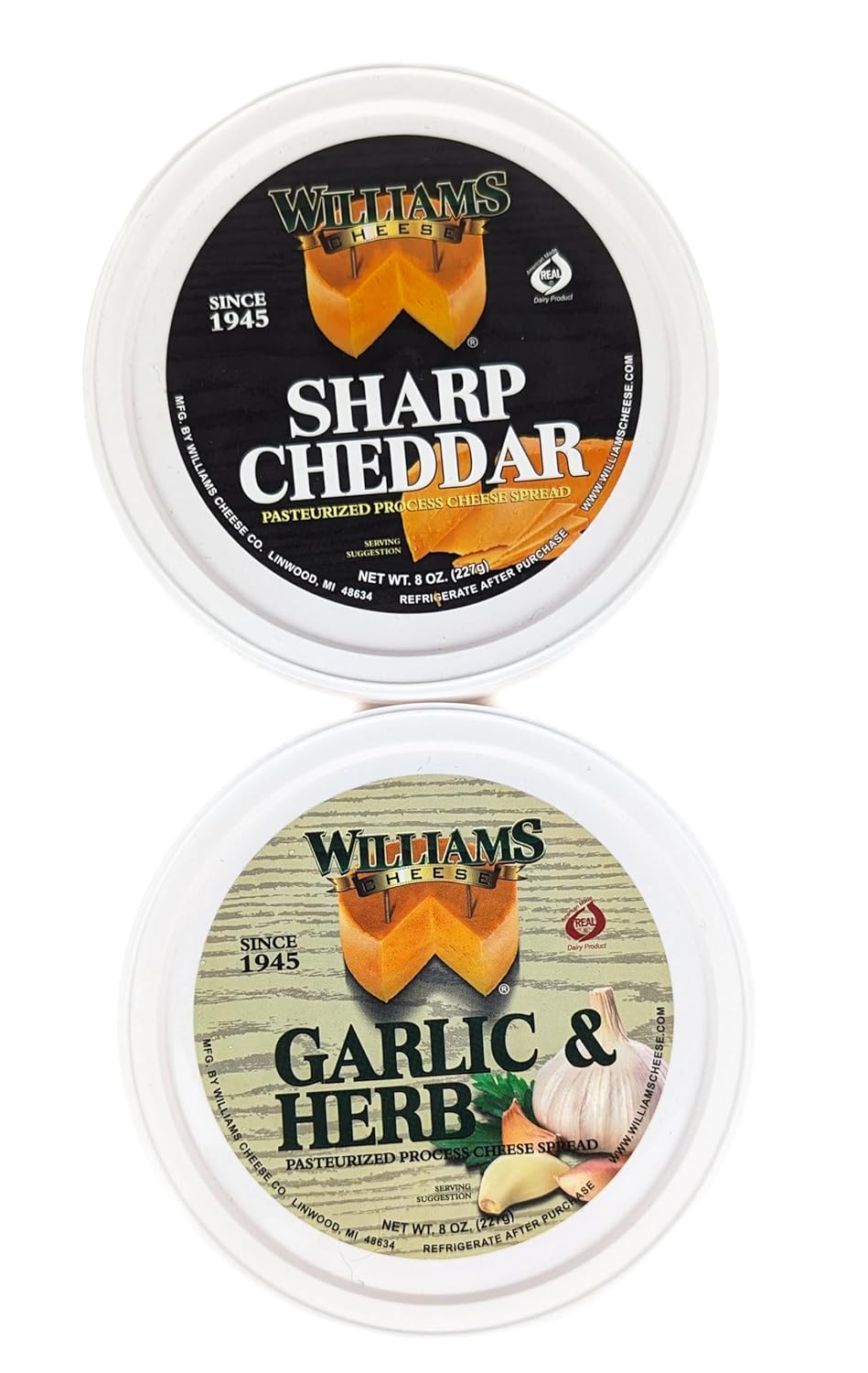 Cheese Spread With Sharp Cheddar (2 x 8 oz) and Cheese Spread With Garlic and Herbs (2 x 8 oz)