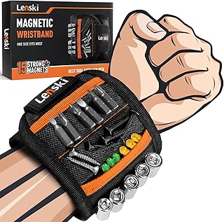 Lenski Gifts for Men, Magnetic Wristband Tool Belts for Men, Anniversary Birthday Gifts for Him,Wrist Magnetic Screw Holder with Strong Magnetic Holding Screws Tool, Cool Stuff Gadgets for Men