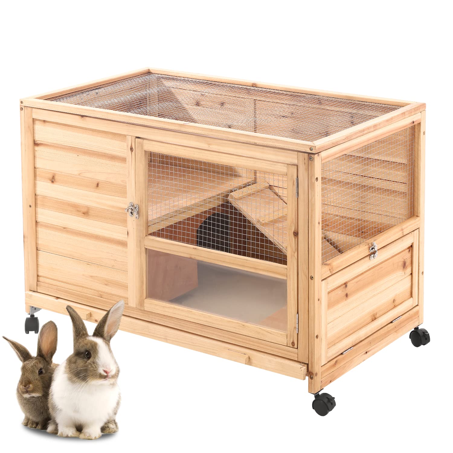 Buy YOLENY Rabbit Hutch Wooden, Bunny Hutch Indoor Rabbit Cage Outdoor