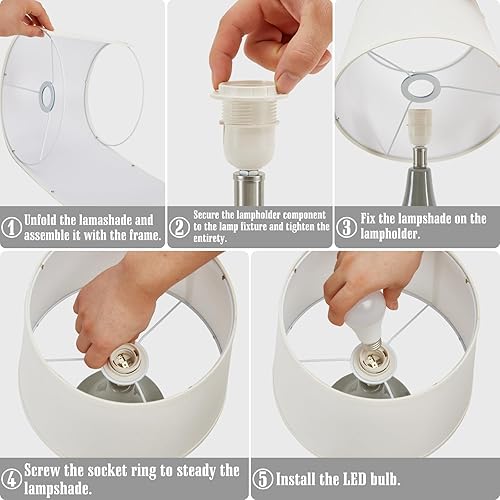 Miniatura 5 de Juego de 2 lámparas de mesa de cerámica de 18.63 pulgadas, lámpara clásica para mesita de noche, lámpara de mesa moderna para sala de estar,