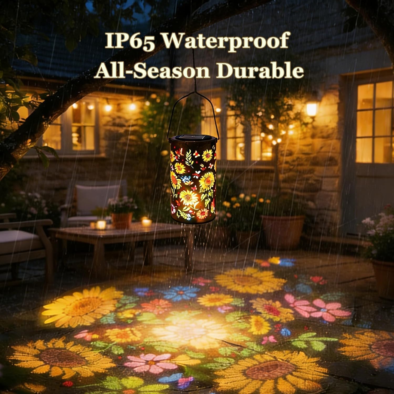 Colorful Sunflower Glow Solar Garden Lantern, Sunflower Glow Lanterns, Outdoor Waterproof Decorative Hanging Solar Lights, for Garden, Patio, or Walkway (Colorful,2 pcs)
