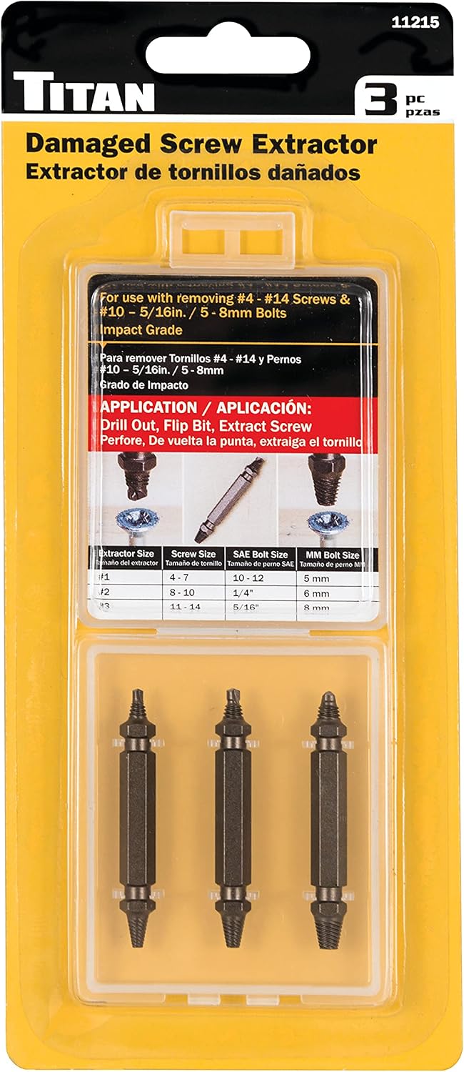 Titan 11215 3-Piece Damaged Screw Extractor Set
