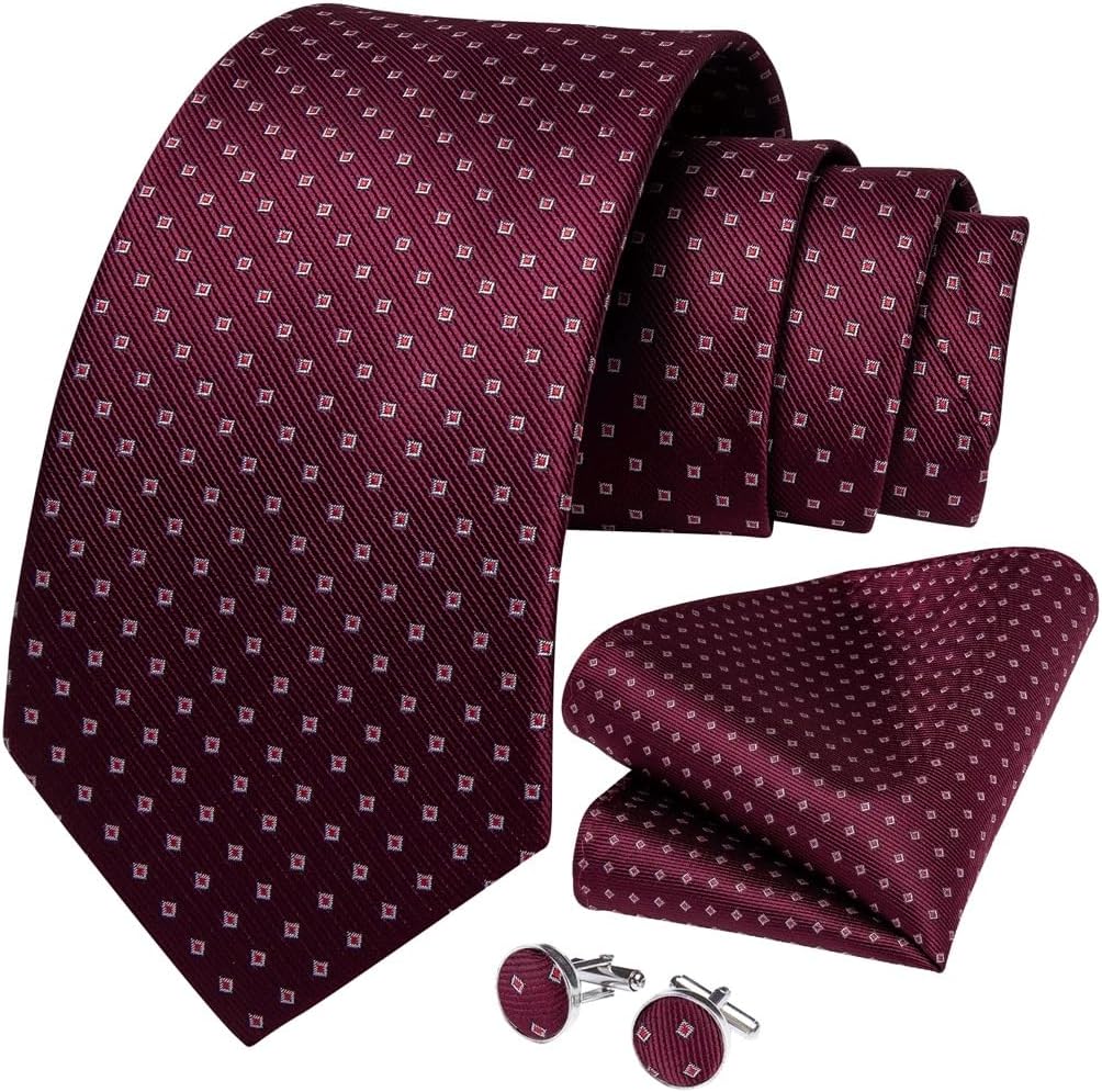 Men's Tie Sets Silk Dot for Men Neckties Pocket Square Cufflinks Necktie Set Business Wedding Accessories