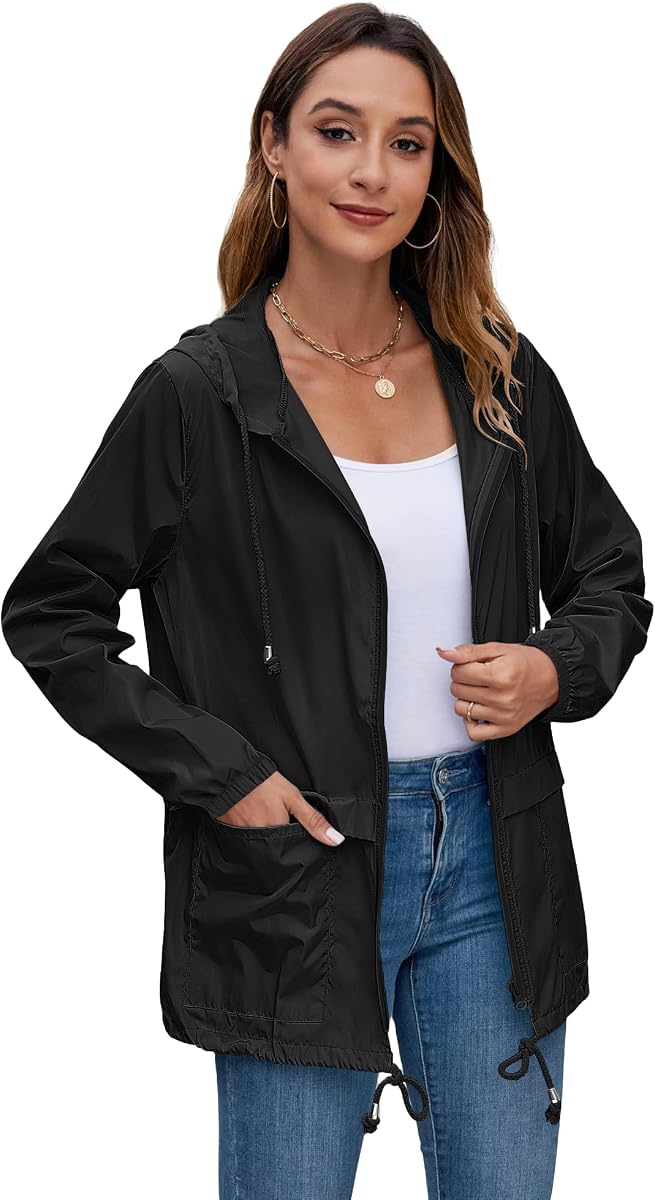 Women's Rain Jacket Waterproof Lightweight Packable Raincoat with Hood view 2