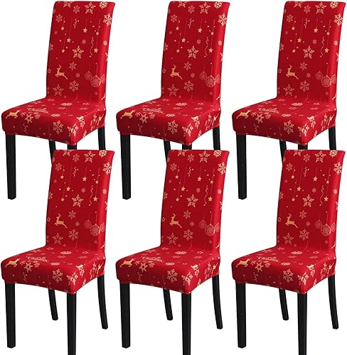 Miniatura 1 de SPRINGRICO Fundas navideñas para sillas de comedor, paquete de 6, fundas elásticas para sillas de comedor, fundas para sillas Parsons de cocina,