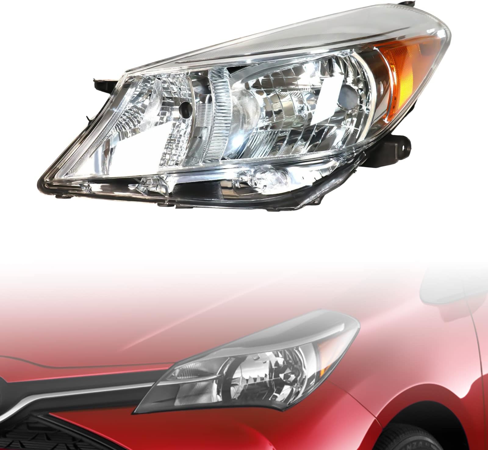 Headlamp Assemble For 2012 2013 2014 Toyota Yaris L/LE Hatchback Headlights Headlamps LED Headlight Headlamps Front Head Lights Lamps Replacement (Left Driver Side)