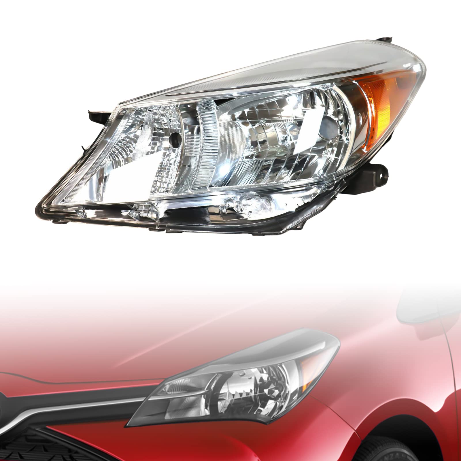 Headlamp Assemble For 2012 2013 2014 Toyota Yaris L/LE Hatchback Headlights Headlamps LED Headlight Headlamps Front Head Lights Lamps Replacement (Left Driver Side)