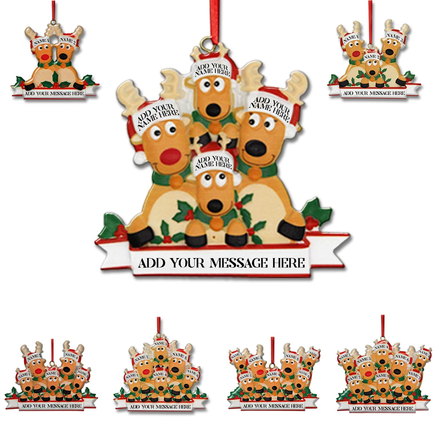 Adorno Navidad Personalizado Apellidos Personalizados Adornos de Navidad para el arbol Añade tu Apellido y bendice a tu Familia (Reno)