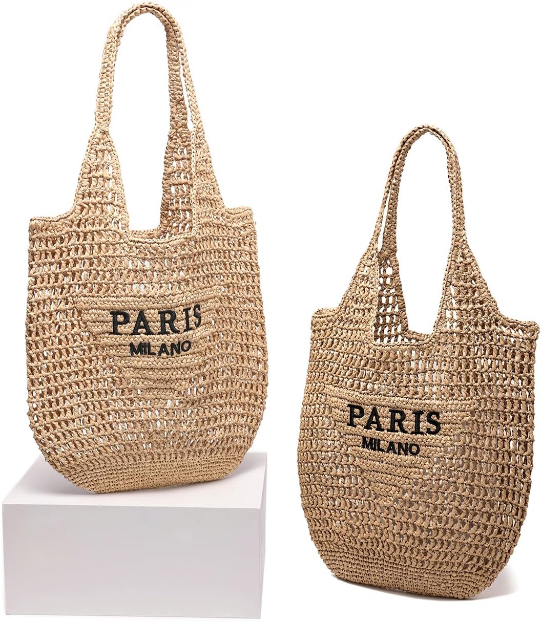 Straw Beach Bags for Women, Large Woven Tote Bag, Summer Shoulder Bag, Hobo Handbag for Vacation, Travel Casual Purse - Image 8