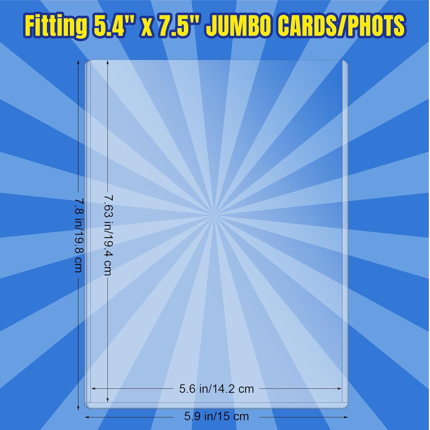 AKONEGE 50 Pack 5.4" x 7.5" Jumbo Card Sleeves Size L Clear Oversize Card Protector Top Loading Rigid Sheet Protectors for Protecting Photocard, Photos, MTG, TCG, Trading, Sport Cards