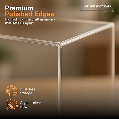 Vista 565 de Better Display Cases Versátil vitrina de acrílico transparente - Caja rectangular grande con base blanca 18" x 12" x 3" (BK09)