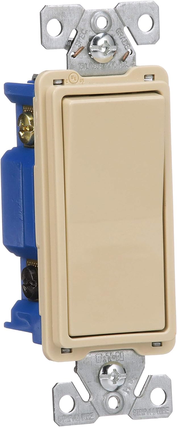 Eaton 7504V 15-Amp 120/277-volt Standard Grade 4-Way Decorator Switch with Back, Push and Side Wiring, Ivory
