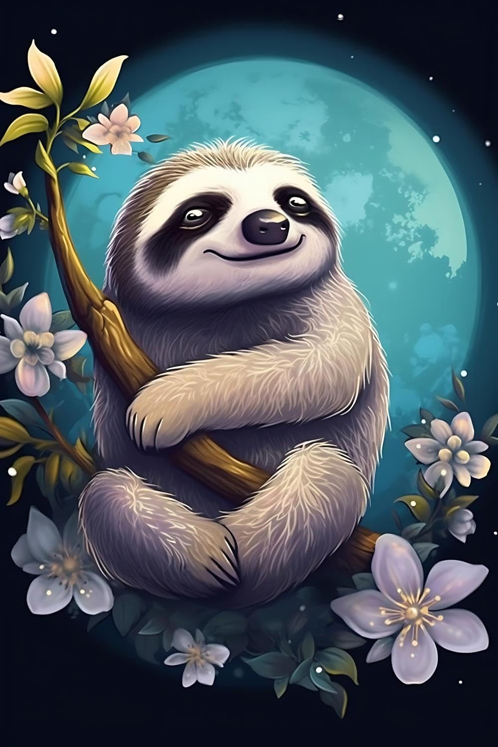 yvkew 12x18 inch Funny Sloth Reads A Newspaper Diamond Painting Kits - Modern Minimalism Diamond Painting, Full Circle Crystal Embroidery Art Crafts Kit, for Room Decor Bedroom Decor Gifts