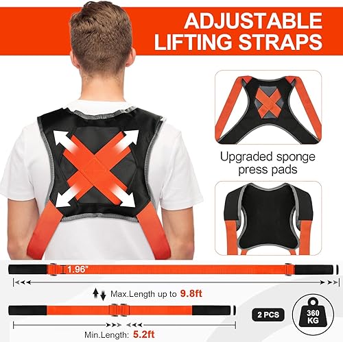Miniatura 3 de Correas móviles antideslizantes, correas de elevación ajustables para dos personas con correas de elevación para 1 persona, resistentes hasta 800