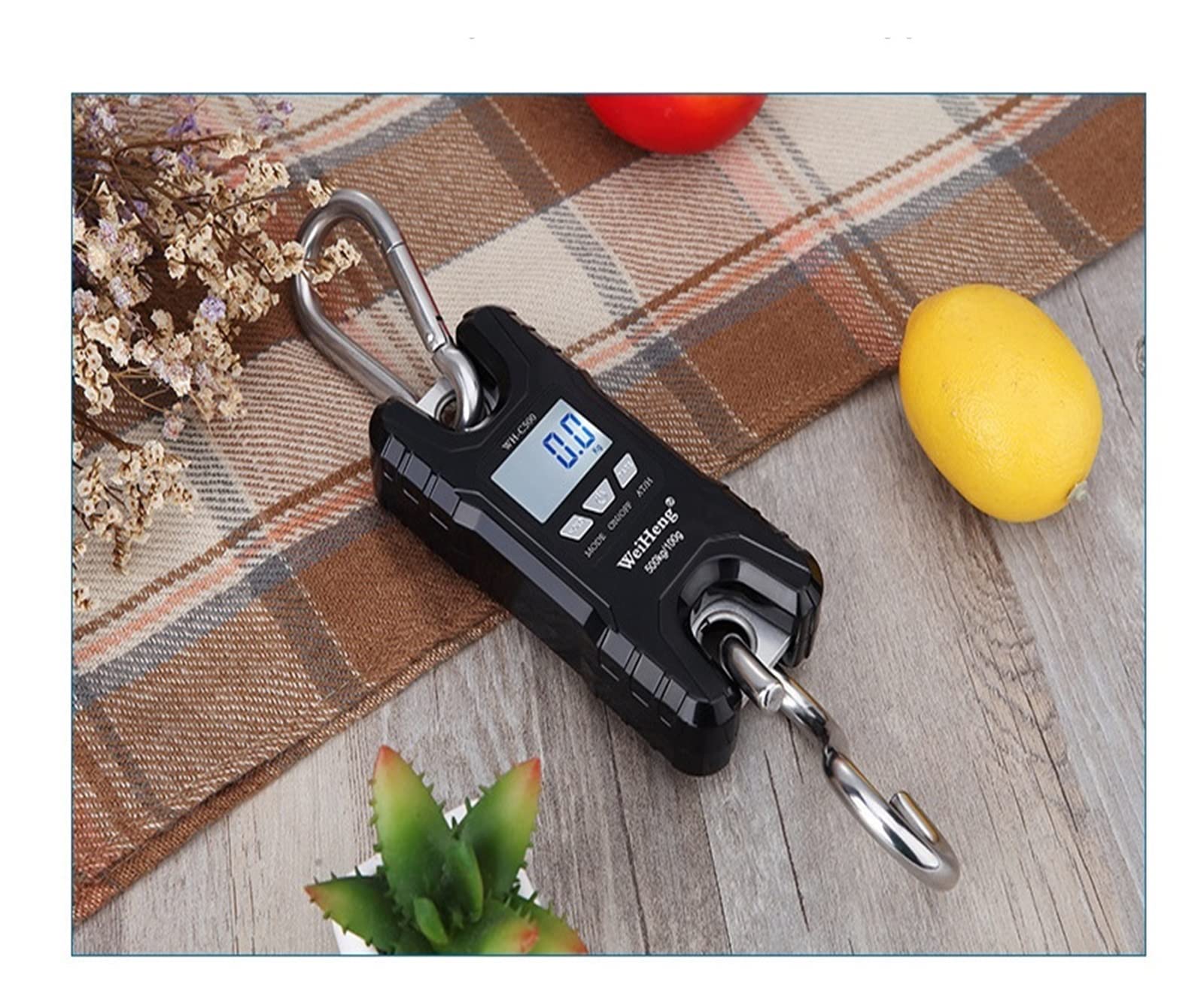Crane Scale, 150/200/500kg Crane Scale Heavy Duty Hanging Weighting Hook Steelyard Portable LCD Electronic Digital Industrial(500kg-Black)