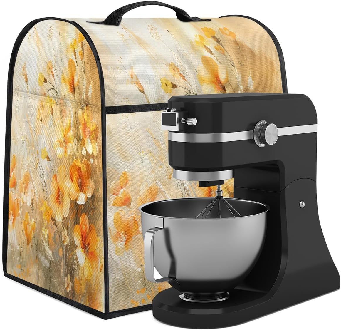 Florals Yellow Flower Kitchen Aid Mixer Covers Compatible with 6-8 Quarts Stand Mixer Cover with Pocket Coffee Maker Dust Covers Kitchen Aid Accessories Blender Cover for Tilt Head Bowl Lift