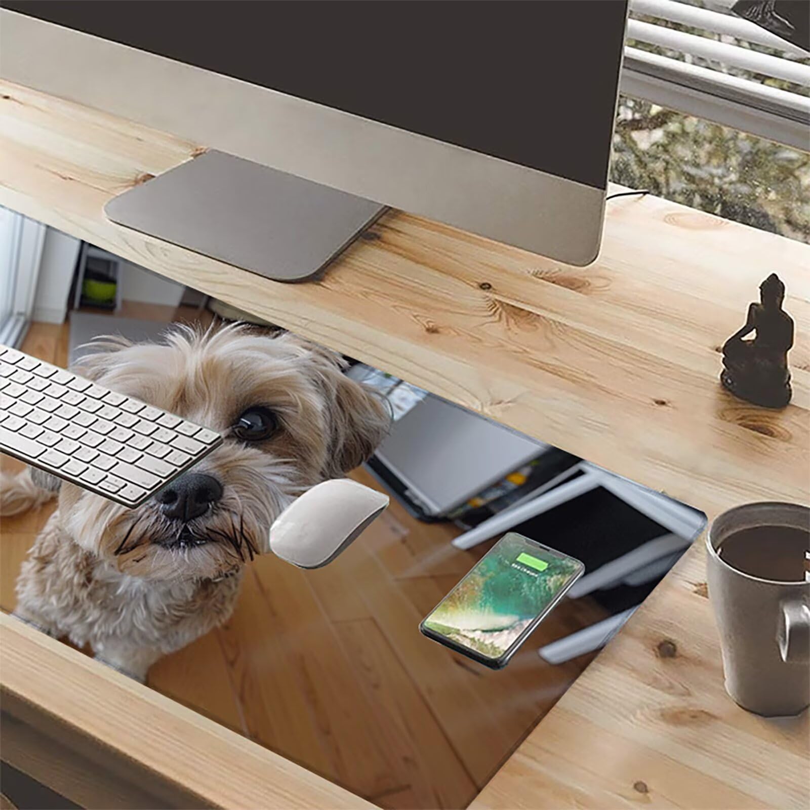 Perro Alfombrilla Ratón Gaming XXL 1500x800 mm, Alfombrilla Gaming Amarillo Mousepad con Base de Goma Antideslizante Impermeable Desk Mat para Teclado y Raton Accesorios Gaming, Regalos de Hombre 1-Z