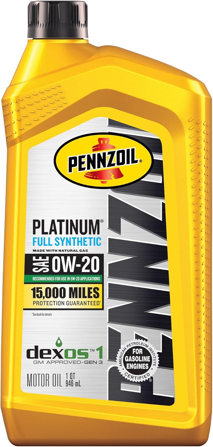 Pennzoil Platinum Full Synthetic 0W-20 Motor Oil, 1-Quart (1 Quart) Thumbnail